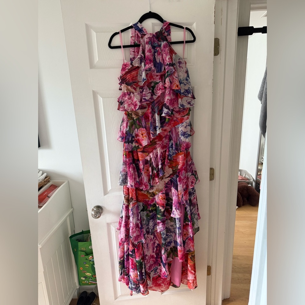 BHLDN Floral Tiered halter dress